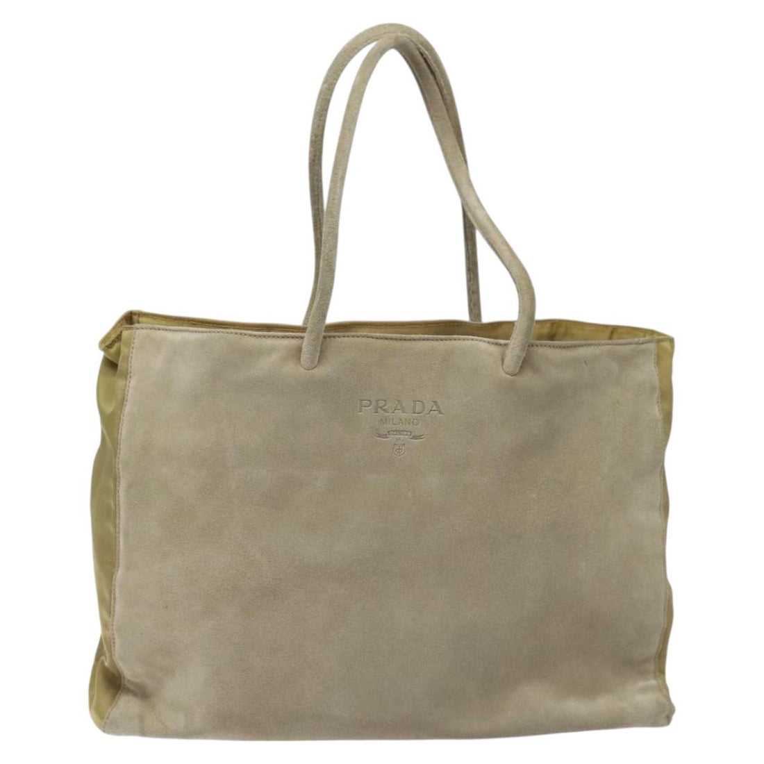 Suede Tote Bag with Handle and Metal Fittings