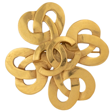 Vintage Gold Plated Brooch with Coco Mark Detailing