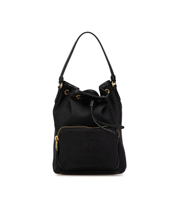 Logo Duet Canvas Leather Trim Bucket Bag