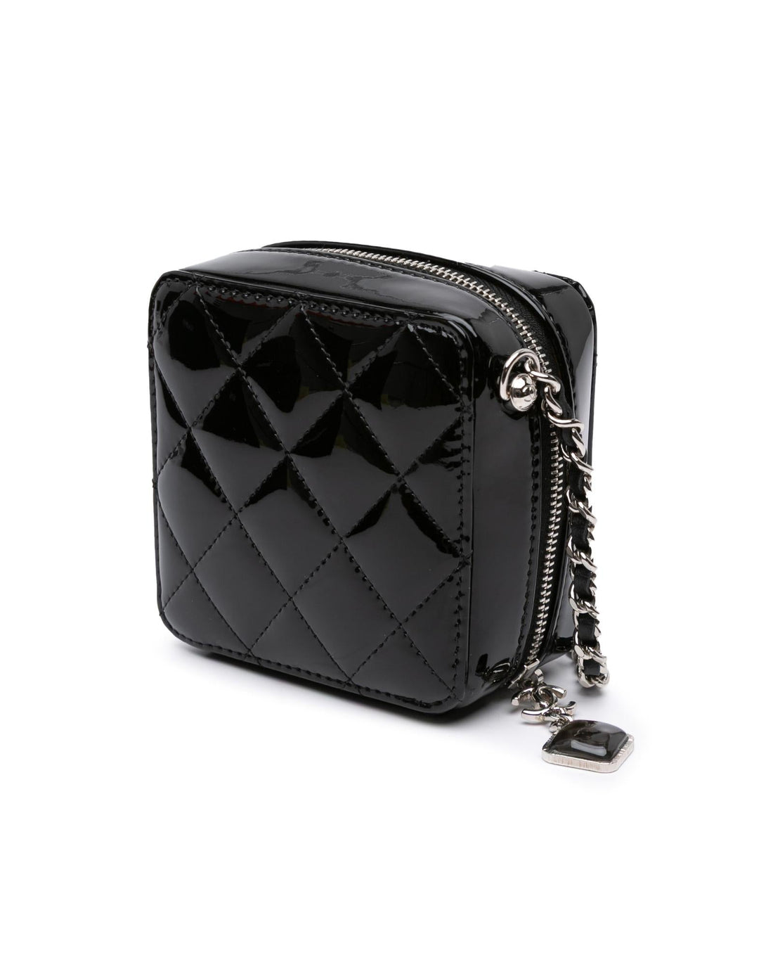 Quilted Patent Diamond Resin Clutch With Chain