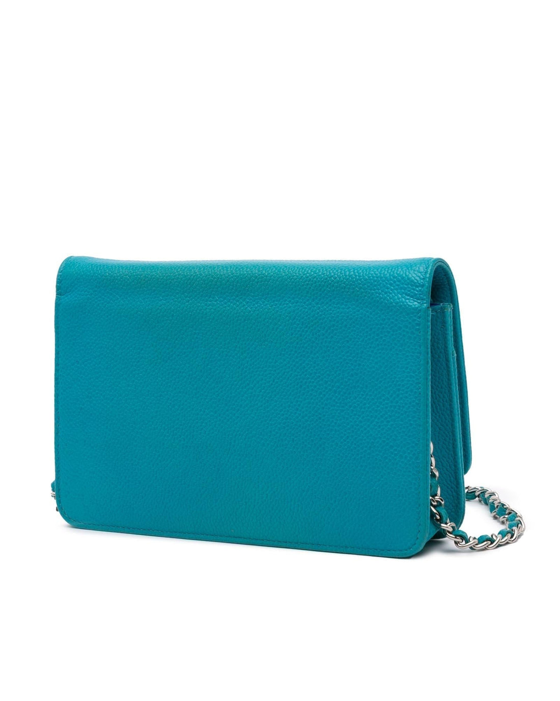 Caviar Leather Bicolor Wallet On Chain with Interior Slip and Zip Pockets