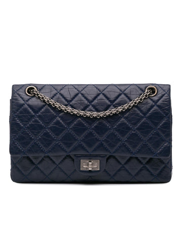 Quilted Aged Calfskin Double Flap Shoulder Bag with Chain Straps
