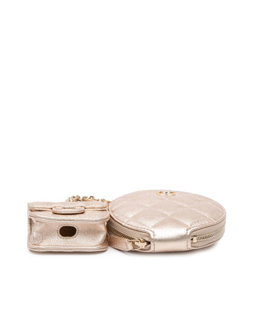 Metallic Lambskin Quilted Coin Purse and AirPods Case