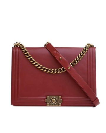 Large Calfskin Reverso Flap Bag with Chain Strap