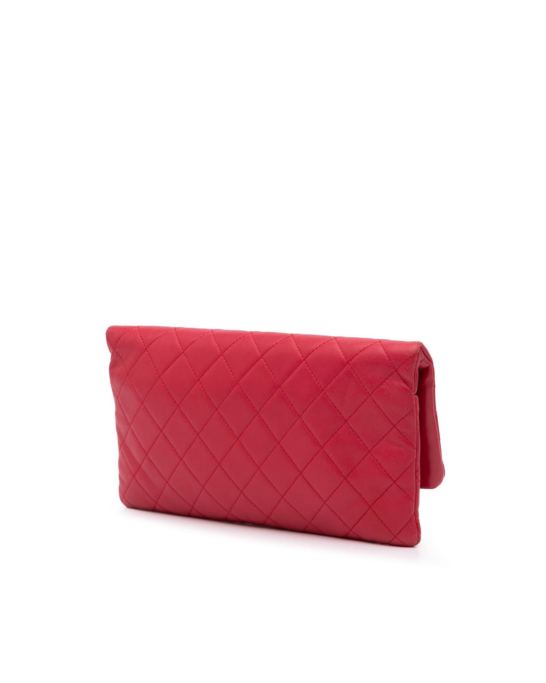 Quilted Lambskin Leather Clutch with Interior Zip Pocket