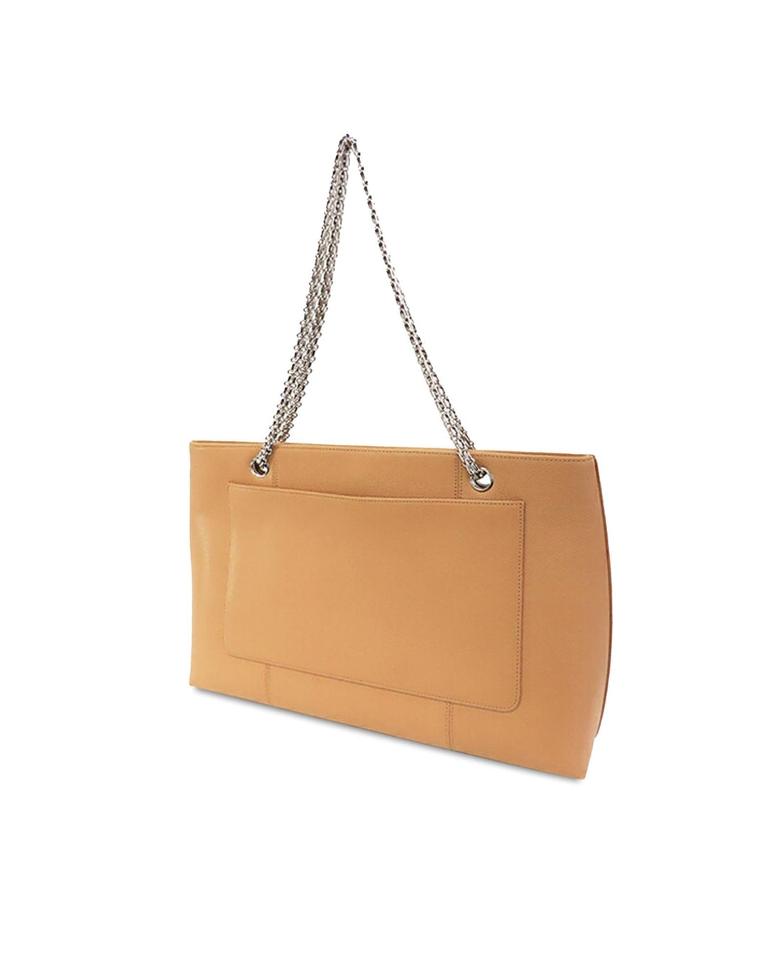 Caviar Leather Chain Strap Tote with Magnetic Closure