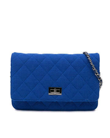 Quilted Jersey Wallet On Chain with Leather Woven Strap
