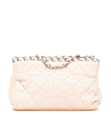Mini Quilted Lambskin Chain Tote with Woven Chain Straps