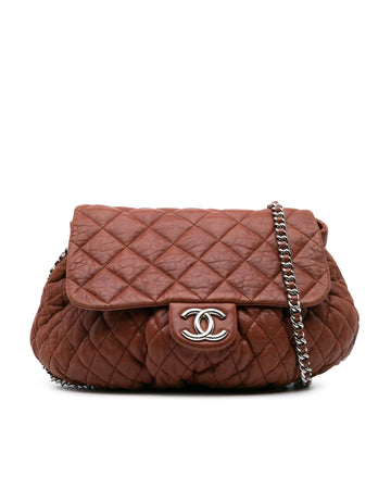 Large Quilted Lambskin Chain Around Flap Bag