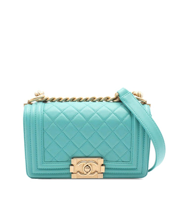 Small Quilted Lambskin Flap Bag with Curb Chain Strap