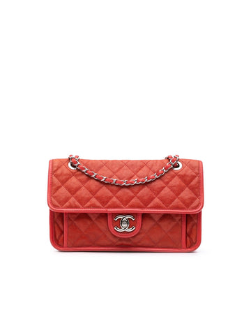 Quilted Leather Flap Bag with Chain Straps and Turn Lock Closure