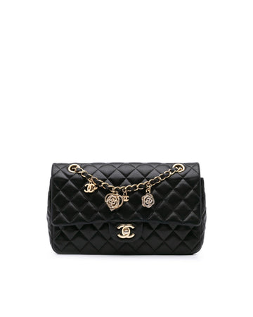 Medium Classic Lambskin Heart Charms Flap Bag with Chain Straps