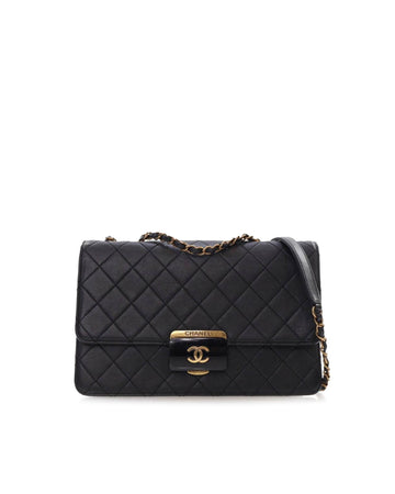 Quilted Sheepskin Leather Crossbody Bag with Chain Strap