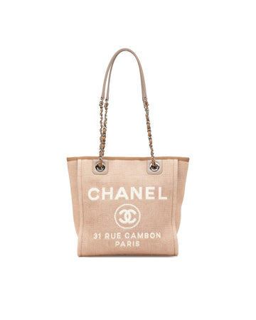 Mini Canvas Shopping Tote with Leather Chain Straps