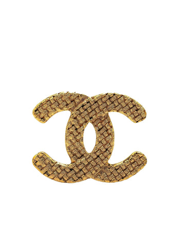 Gold Plated CC Brooch with Back Pin Closure