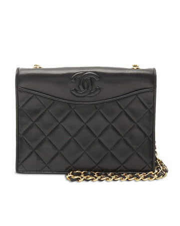 Quilted Lambskin Leather Crossbody Bag with Chain Strap