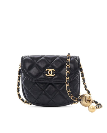Quilted Lambskin Leather Waist Bag with Pearl Crush Detailing