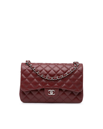 Quilted Leather Double Flap Shoulder Bag with Chain Straps