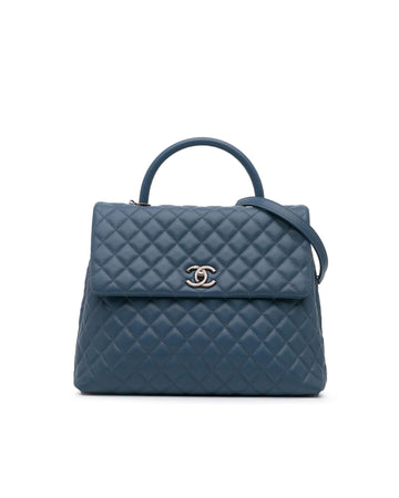 Quilted Leather Top Handle Bag with Detachable Chain Strap