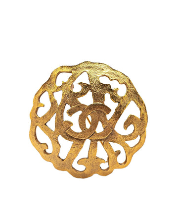 Gold Plated Filigree Brooch with Pin Closure