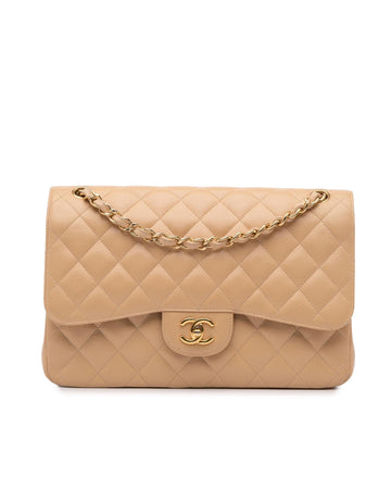 Quilted Leather Double Flap Bag with Chain Straps
