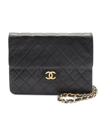 Quilted Lambskin Leather Shoulder Bag with Woven Chain Strap