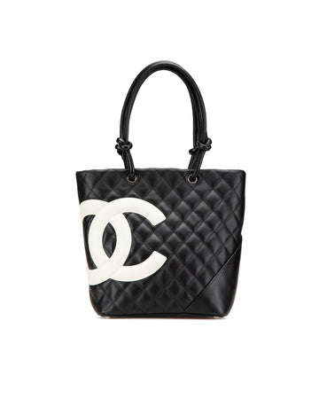 Quilted Lambskin Leather Tote with Rolled Handles and Zip Closure