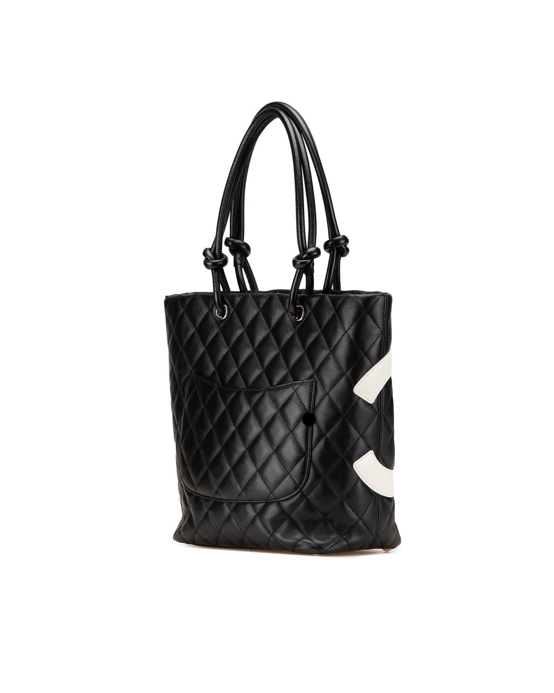 Quilted Lambskin Leather Tote with Rolled Handles and Zip Closure