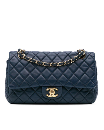 Medium Classic Calfskin Double Flap Shoulder Bag with Quilted Body and Twist Lock