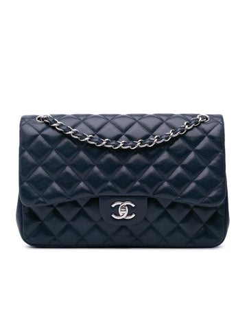Jumbo Classic Double Flap Quilted Leather Shoulder Bag with Chain Straps