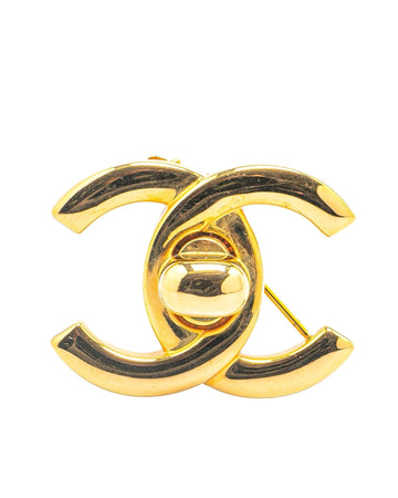 Gold Plated Turn-Lock Brooch with Back Pin Closure