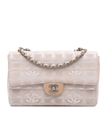 Medium Travel Line Nylon Single Flap Shoulder Bag with Chain Strap