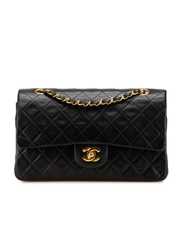 Medium Classic Lambskin Quilted Double Flap Shoulder Bag with Chain Straps