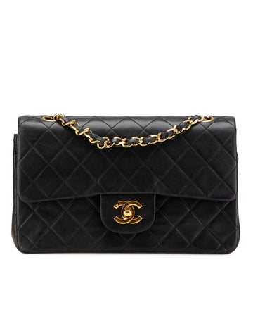 Small Classic Quilted Lambskin Double Flap Shoulder Bag with Chain Straps