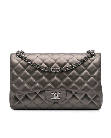 Quilted Lambskin Leather Double Flap Shoulder Bag