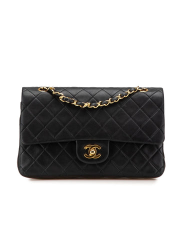 Medium Classic Lambskin Double Flap Shoulder Bag with Chain Straps
