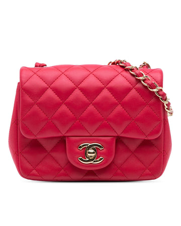 Mini Square Classic Lambskin Single Flap Bag with Turn-Lock Closure