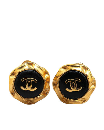 Gold Plated Acrylic Button Clip On Earrings