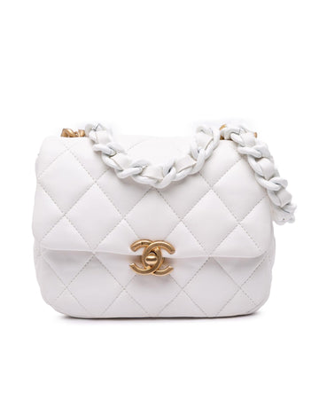 Mini Quilted Lambskin Leather Flap with Chain Strap