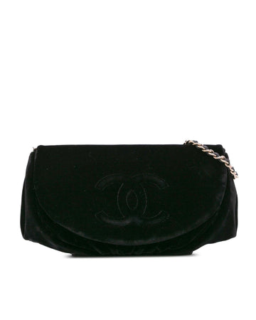 Velvet Half Moon Crossbody Wallet with Chain Strap