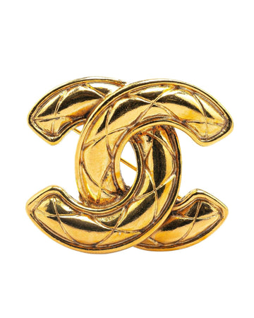 Gold Plated Quilted Brooch with Back Pin Closure