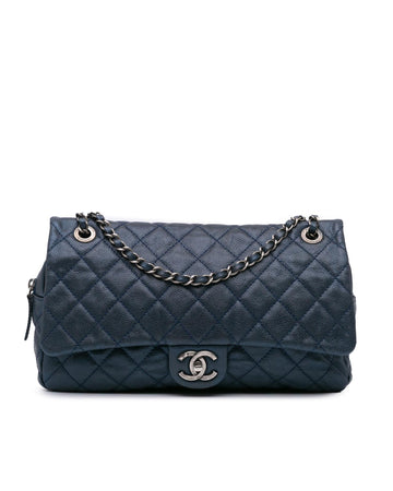 Jumbo Quilted Leather Easy Flap Bag with Chain Strap