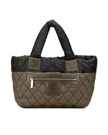 Small Quilted Nylon Tote with Exterior Zip Pocket