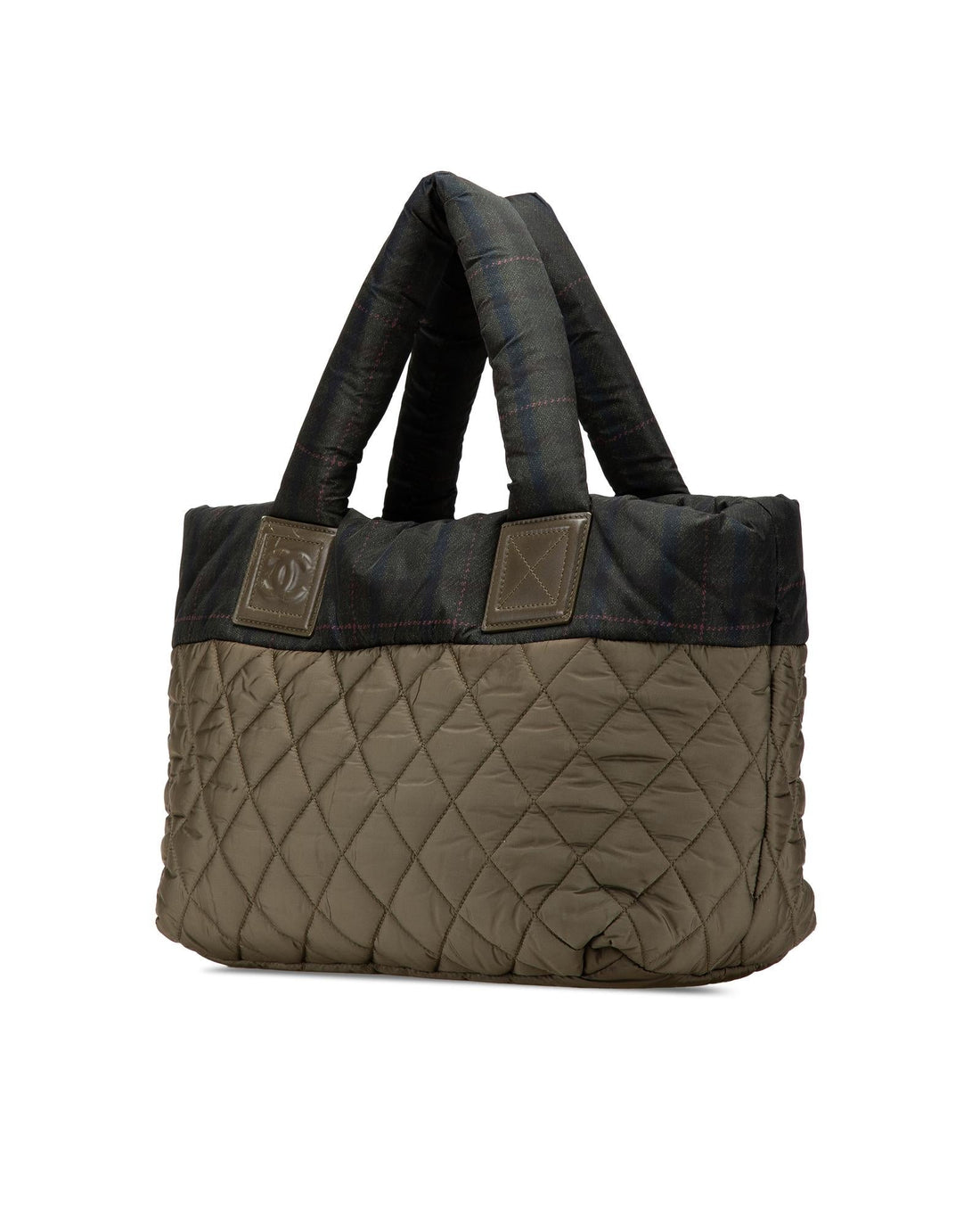 Small Quilted Nylon Tote with Exterior Zip Pocket