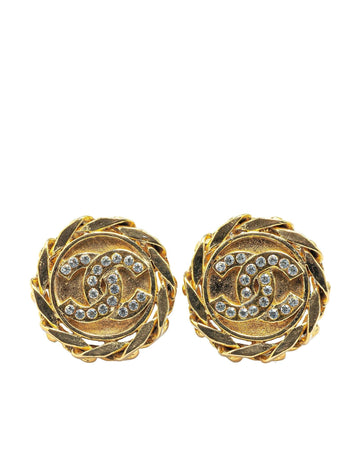 Gold Plated Rhinestone Clip-On Earrings