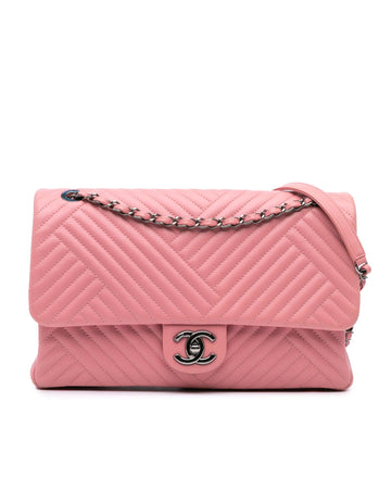 Quilted Leather Flap Shoulder Bag with Chain Straps