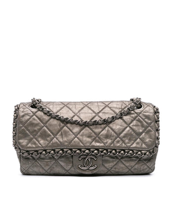Medium Calfskin Chain Flap Shoulder Bag with CC Snap Closure