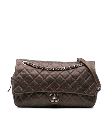 Jumbo Quilted Iridescent Caviar Leather Flap Bag