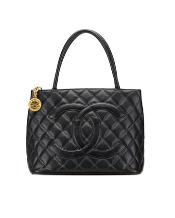 Quilted Leather Medallion Tote with Multiple Pockets