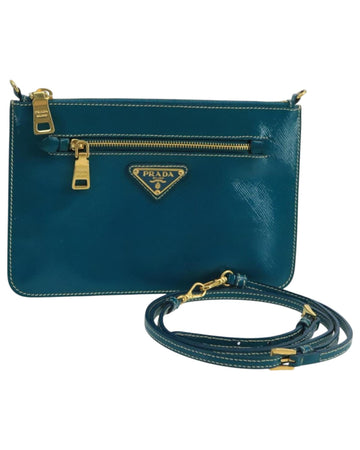Saffiano Leather Shoulder Bag with Gold Accents